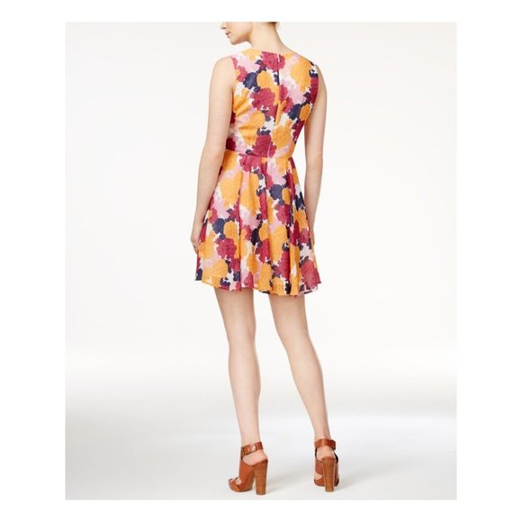 Maison Jules Orange Pink Floral Sleeveless Dress - Picture 2 of 2